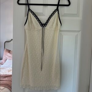 Princess Polly Cream and Black Lace Dress